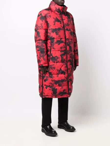 Maskáčový oboustranný kabát Michael Kors s potiskem červený