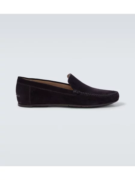 Pantofi loafer Manolo Blahnik din piele de căprioară albastru