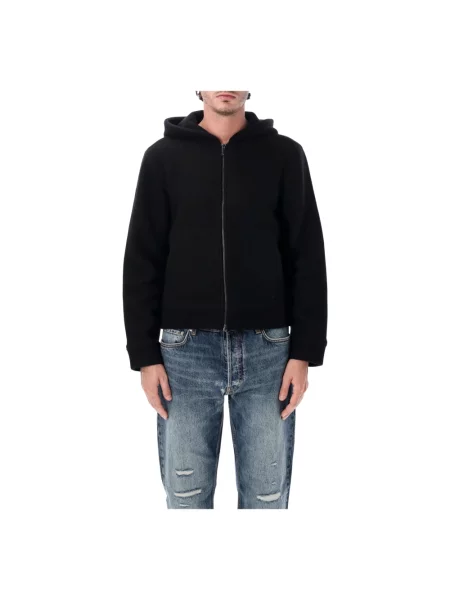 Bluza z kapturem Emporio Armani wełniana z kapturem czarna