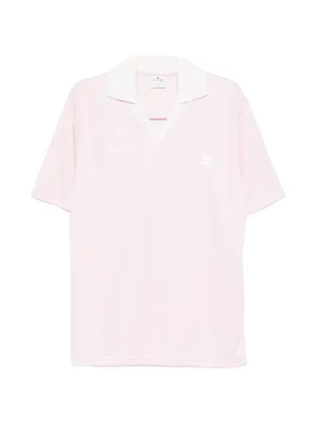 Tricou Courreges cu broderie cu decolteu în V roz