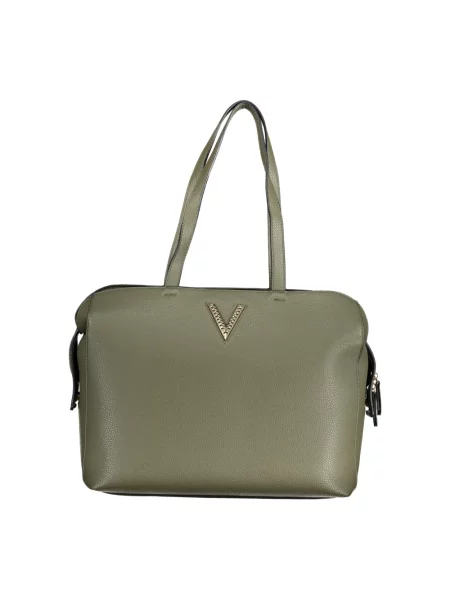 Lniana shopperka Valentino By Mario Valentino zielona