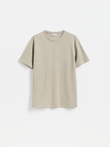Reserved Tricou regular cu adaos de modal bej