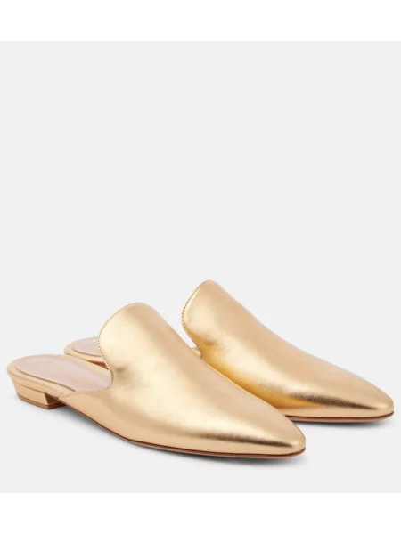 Papuci tip mules Gianvito Rossi din piele auriu