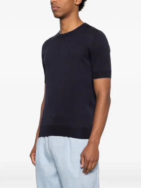 Tricou Brunello Cucinelli scurt albastru