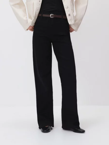 Reserved Джинси з поясом wide leg чорний