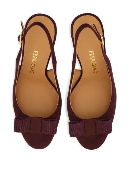 Pantofi cu toc Ferragamo cu funde slingback violet