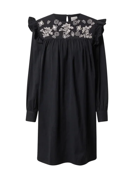 People Tree Dolga srajca Nilima črna / volneno bela