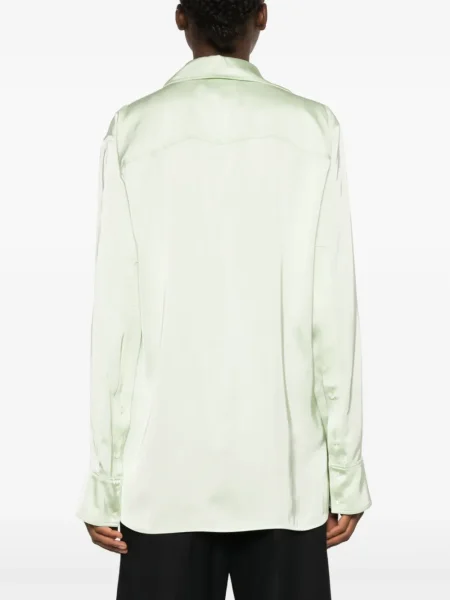 Cămașă Jil Sander din satin verde