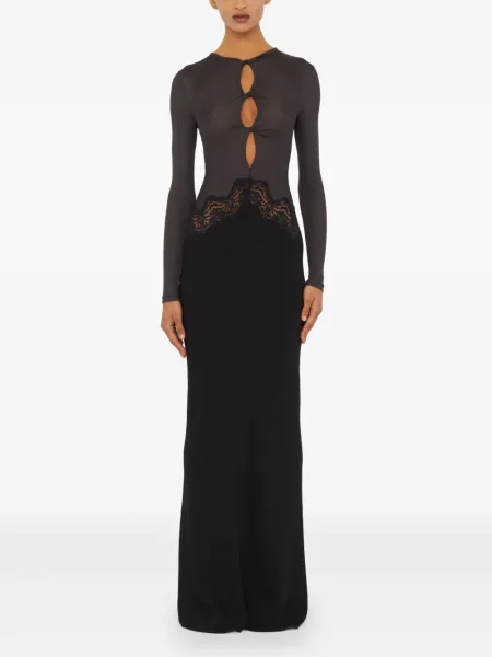 Rochie maxi Christopher Esber din dantelă lungă de costum negru