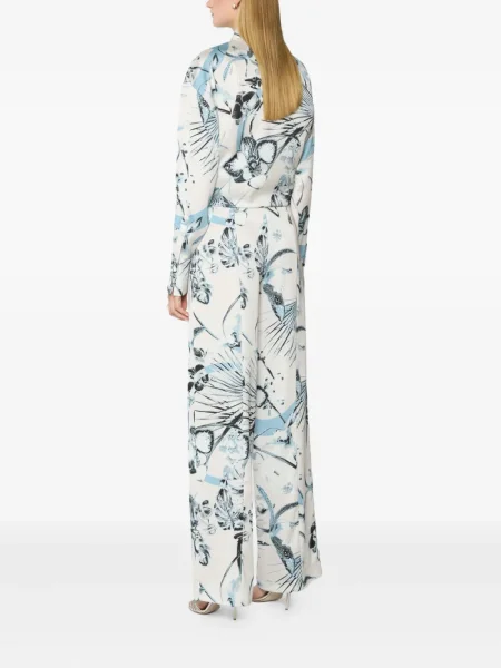 Pantaloni Genny cu model floral cu imagine albastru