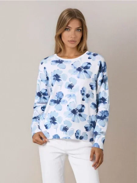 Светр з віскозою та квітковим візерунком індиго