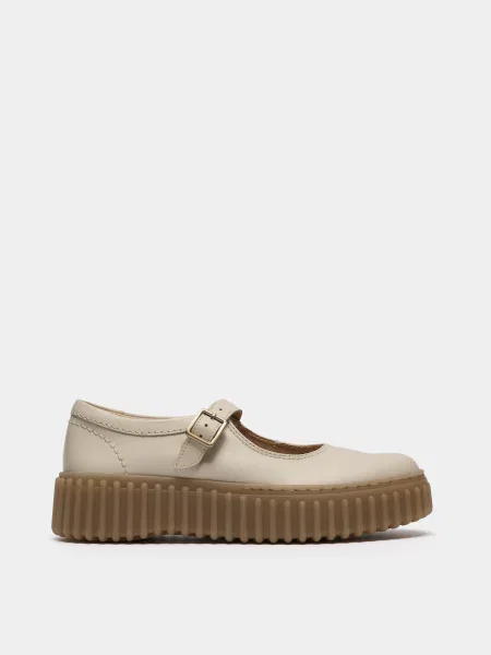 Шкіряні Напівчеревики Clarks TORHILL JANE кремовий