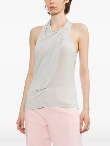 Top Helmut Lang drapat cu gât halter gri