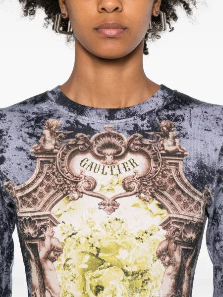 Rochie maxi Jean Paul Gaultier cu imagine de costum albastru