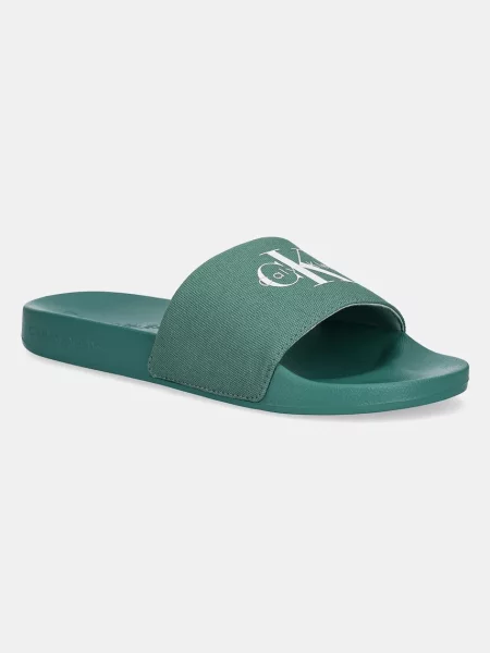Calvin Klein Jeans klapki SLIDE MONOLOGO CV zielony