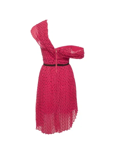 Rochie Self-portrait cu buline asimetrică roz