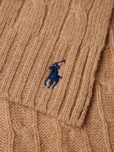 Polo Ralph Lauren szalik wełniany beżowy gładki brązowa
