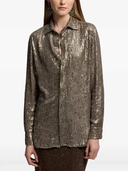 Flitteres selyem ing Ralph Lauren Collection barna