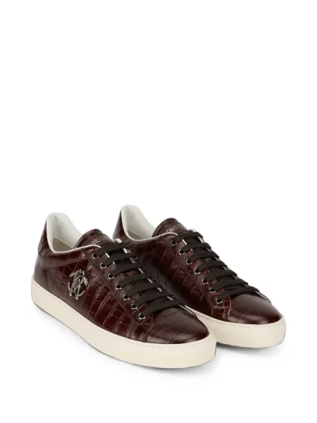 Sneakerși Roberto Cavalli din piele maro