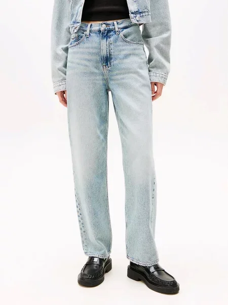 Прямі джинси Tommy Jeans бавовна/ліоцел блакитний