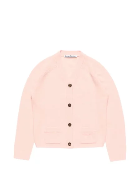 Cardigan Acne Studios din cașmir cu decolteu în V roz