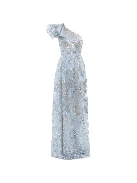 Rochie maxi Saiid Kobeisy cu broderie albastru