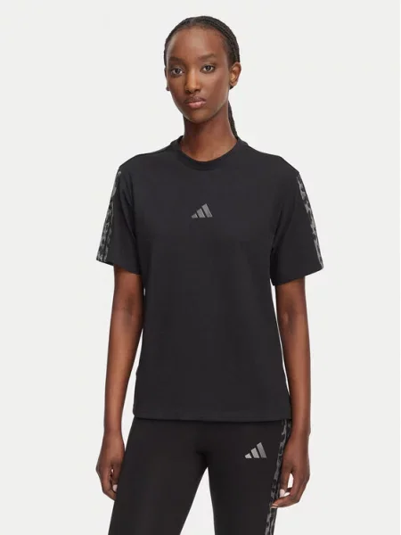 Adidas majica za žene od pamuka Leopard Pack crna