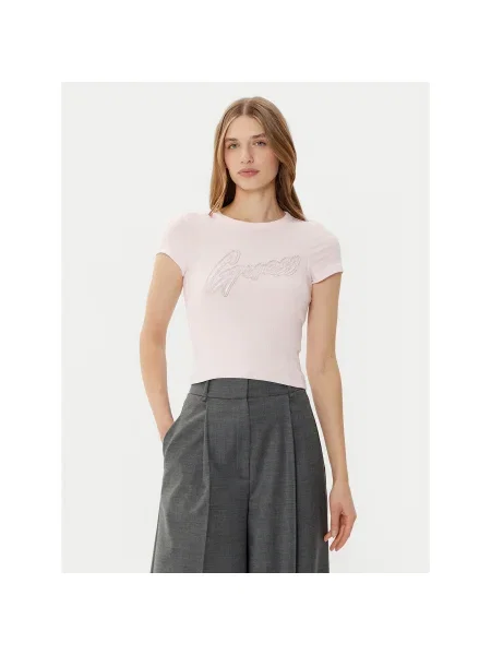 Guess Póló Slim Fit rózsaszín