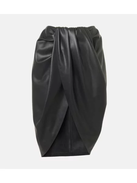 Fustă din piele Stella Mccartney drapată până la genunchi negru