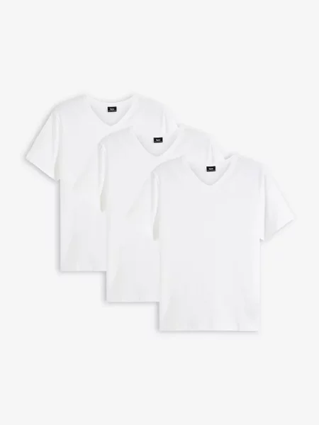 T-shirt z dekoltem w serek 3 szt. biała