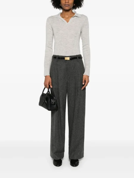 Pantaloni Vince cu model herringbone gri