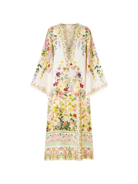 Rochie Camilla cu model floral cu decolteu în V de costum