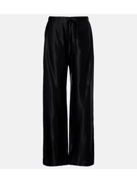 Pantaloni Khaite din satin cu picior lat negru