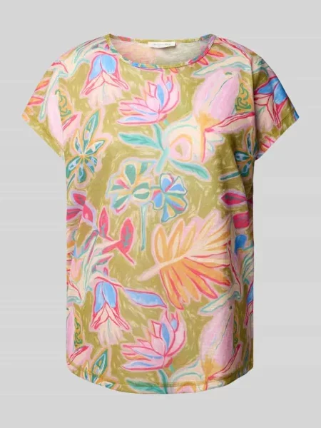 T-shirt z prążkowanym okrągłym dekoltem Christian Berg Woman