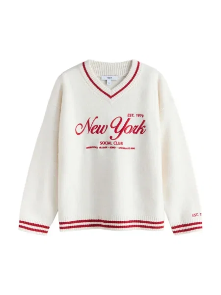 Next Pulover ecru roșu