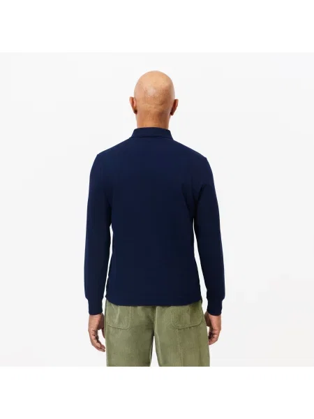 Lacoste Koszulka Polo Z Długim Rękawem Z Elastycznej Bawełny Smart Paris granatowa