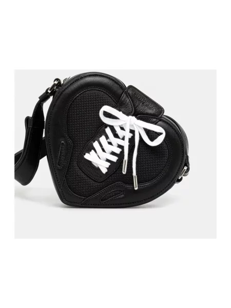 AMBUSH torebka skórzana Strapped Heart Shoulder Bag czarny