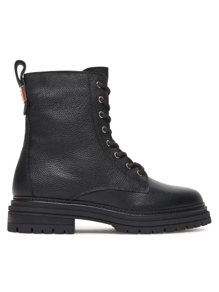 Tommy Hilfiger Gležnjarji Th Plaque Pebble Lace Boot Warm črna