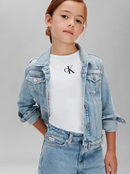 Calvin Klein Jeans дънки wide leg за деца синьо
