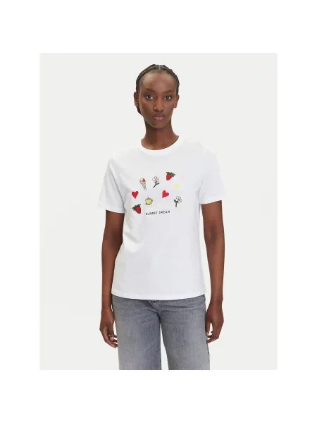 Pieces T-shirt Funly bijela