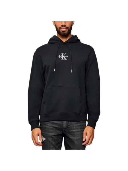 Calvin Klein Jeans Mikina LS EU MICRO MONOLOGO HO Casual Fit čierna