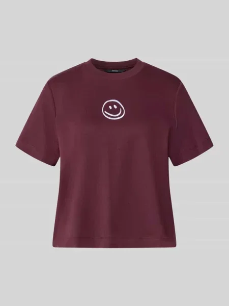 T-shirt o pudełkowym kroju z czystej bawełny model SARA' Vero Moda fioletowa