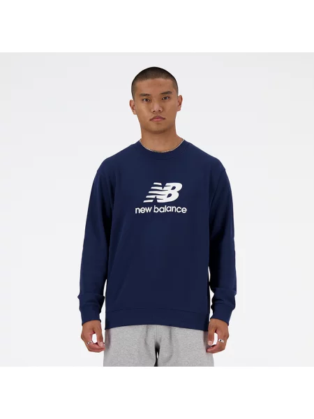 Mikina New Balance Stacked Logo French Terry Crew nb navy tmavě modrá