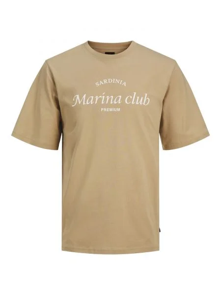 JACK & JONES Tricou Ocean Club bej închis / alb