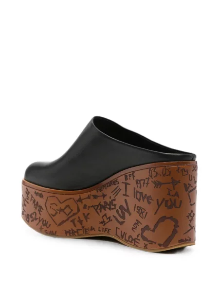Papuci tip mules Chloé cu platformă negru