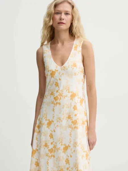 Sukienka Albarras maxi rozkloszowana beżowy