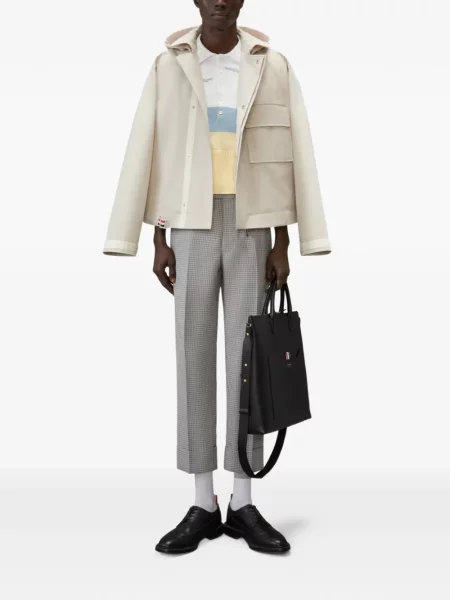 Tricou polo Thom Browne din jerseu alb