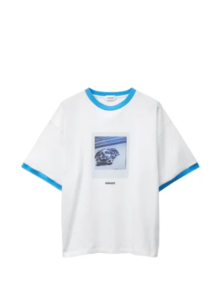 Tricou Versace cu imagine din jerseu alb