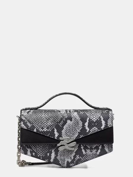 Karl Lagerfeld geantă poștaș de damă din piele Karl Lagerfeld Studio gri