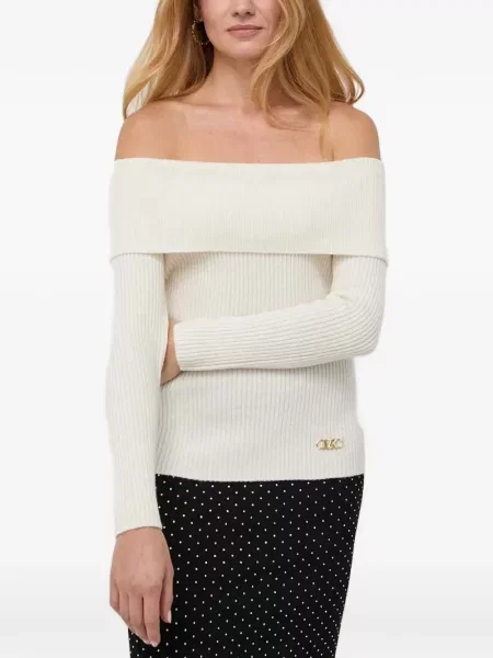 Top Michael Michael Kors cu autograf cu model leopard de lână negru